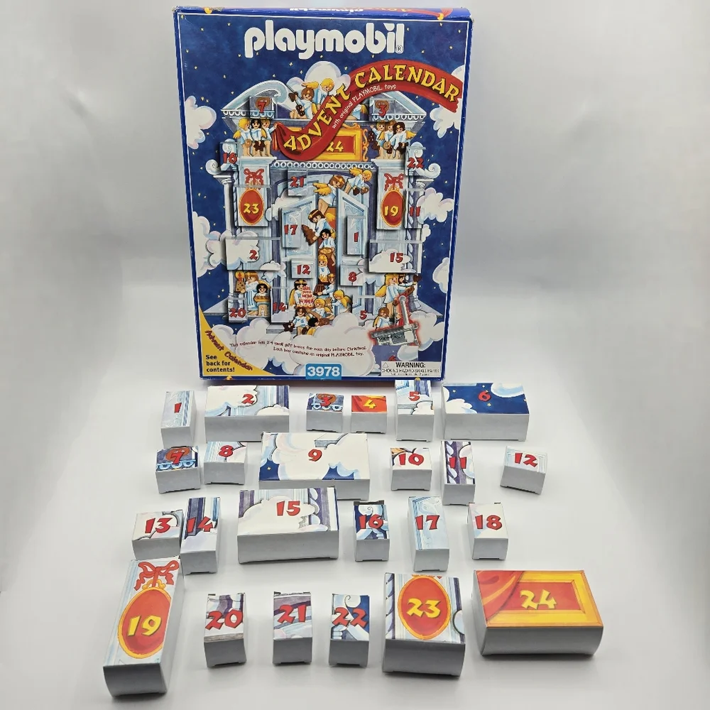 Vintage 1999 Playmobil 3978 Advent Calendar Playset Angel Santa Bakery Set
